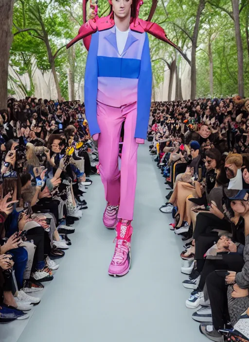 Image similar to hyperrealistic and heavy detailed balenciaga runway show of rick and morty , Leica SL2 50mm, vivid color, high quality, high textured, real life