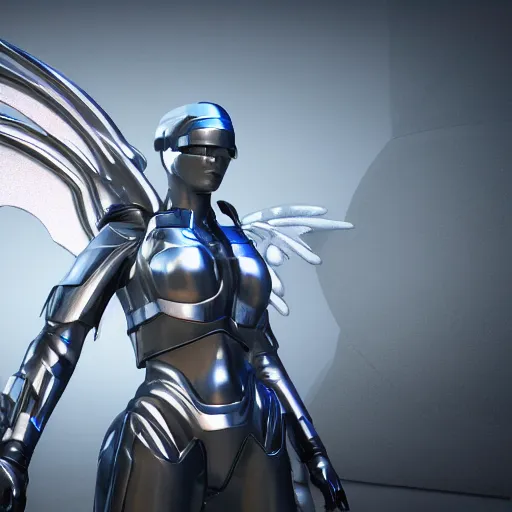 Prompt: futuristic angel wearing high tech armor, rendered in unreal engine, ultra realistic, 4k