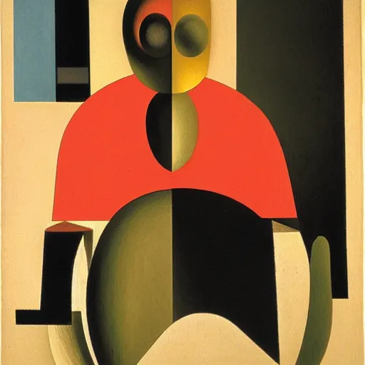 Prompt: Portrait of a Bauhaus Student in Weimar, painted by Oskar Schlemmer