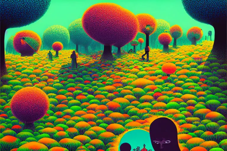 Image similar to surreal glimpse into other universe, hari merdeka, summer morning, very coherent and colorful high contrast, art by!!!! gediminas pranckevicius!!!!, geof darrow, floralpunk screen printing woodblock, dark shadows, hard lighting, stipple brush technique,