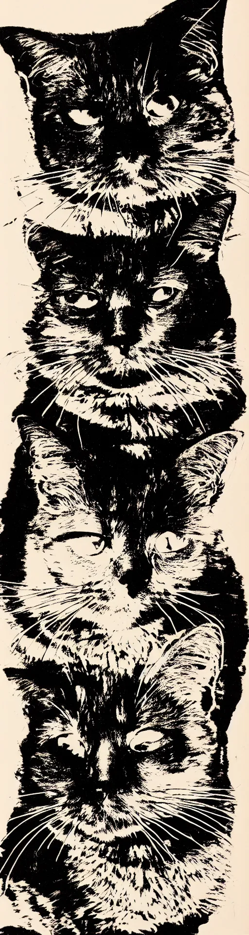 Prompt: a screenprint of a cat by Andy Warhol