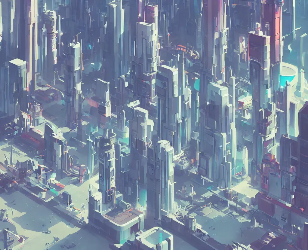 Prompt: illustration of a futuristic city by James Gilleard