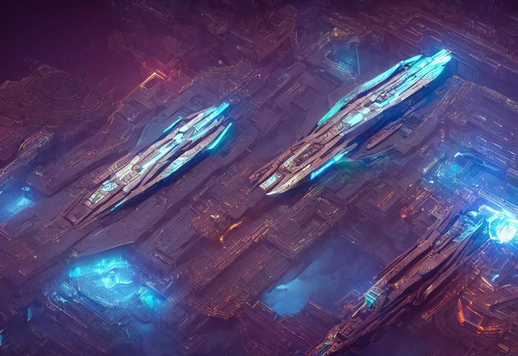 Image similar to a physical based rendering hyper detailed of a single huge mega space warship with glowing engraved neon and floating in front of cybertron planet, level structure, mechanical, electron flow, aerial view, android, metal, atmospheric lighting, perfect shadow, 3 d render, in the style of pascal blanche and sparth juan raphael lacoste paul pepera pablo roldan, 8 k hd