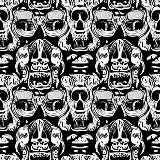 Prompt: acid skulls pattern, vector art