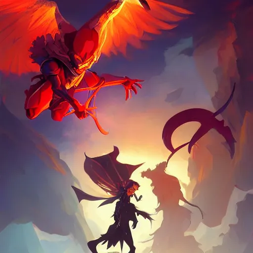 Image similar to devil versus angel, fantasy art video game icon, 2 d game art cover, official fanart behance hd artstation by jesper ejsing, by rhads, makoto shinkai and lois van baarle, ilya kuvshinov, rossdraws