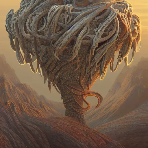 Prompt: desert river crinoid maximalist art nouveau, cgsociety, artstation by gustave dore and tyler edlin