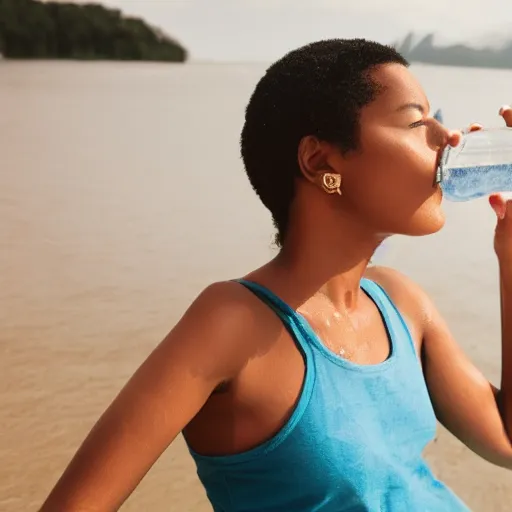 Image similar to a woman with water instead of hair