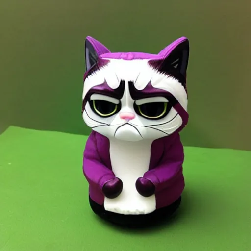 Prompt: grumpy cat bobble head toy