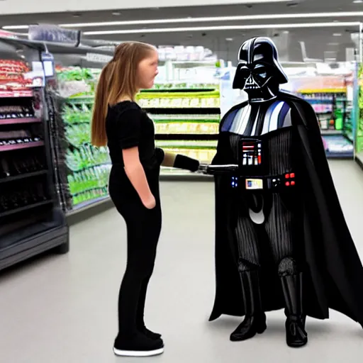 Image similar to darth vader shopping at asda