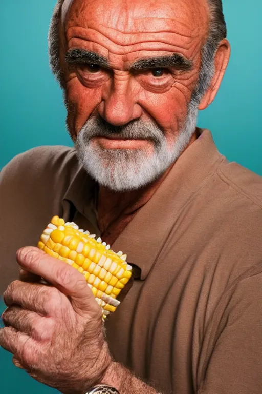 Image similar to 📷 sean connery is corn, made of food, head portrait, dynamic lighting, 4 k