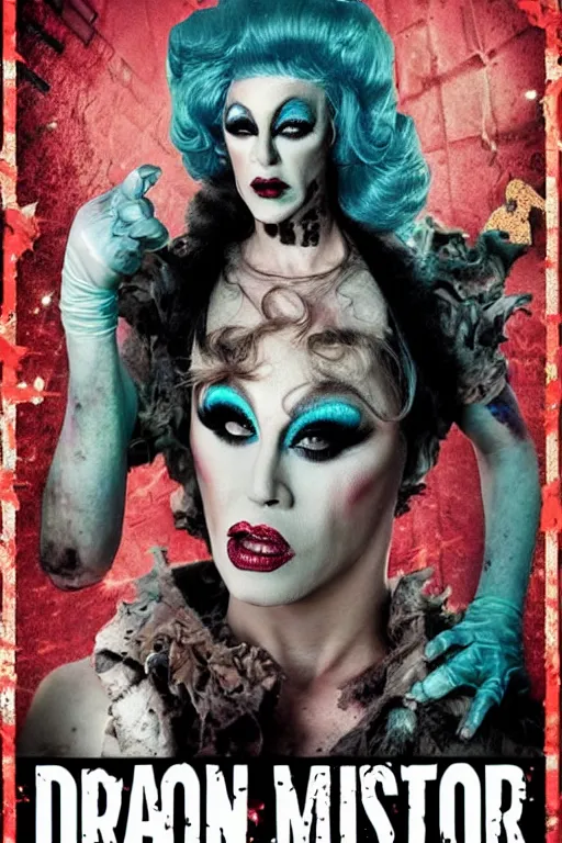 Prompt: drag queen monster post - apocalyptic horror movie poster