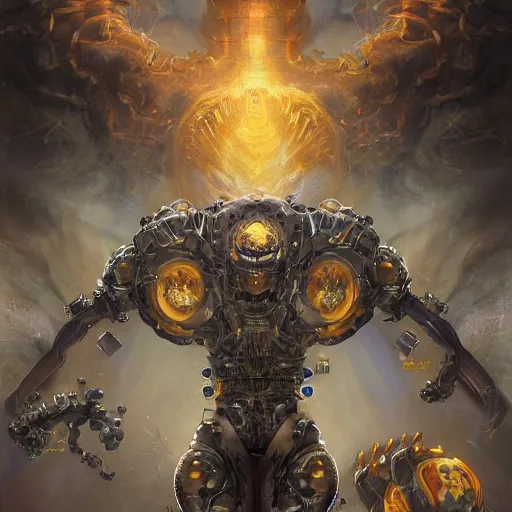 Image similar to Zaraki Kenpachis Powered Up Final Form, Mechanical, detailed, centered, digital painting, artstation, concept art, donato giancola, Joseph Christian Leyendecker, WLOP, Boris Vallejo, Breathtaking, 8k resolution, extremely detailed, beautiful, establishing shot, artistic, hyperrealistic, beautiful face, octane render, cinematic lighting, dramatic lighting, masterpiece