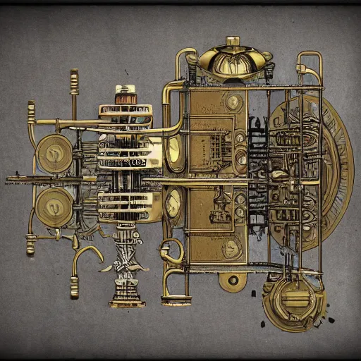 Image similar to schematics for a steampunk time machine