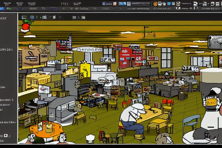 Image similar to hamburger themed gnu / linux desktop environment, linux mint, in 1 9 9 5, y 2 k cybercore, desktop screenshot