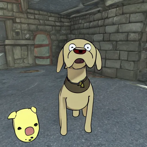 Image similar to Jake the Dog from Adventure Time in Skyrim