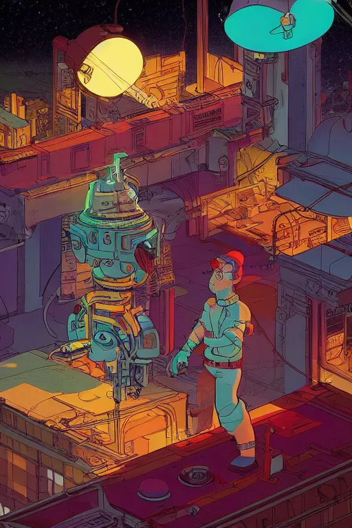 Prompt: fry from futurama by feng zhu and loish and laurie greasley, victo ngai, andreas rocha, john harris radiating a glowing aura global illumination ray tracing hdr