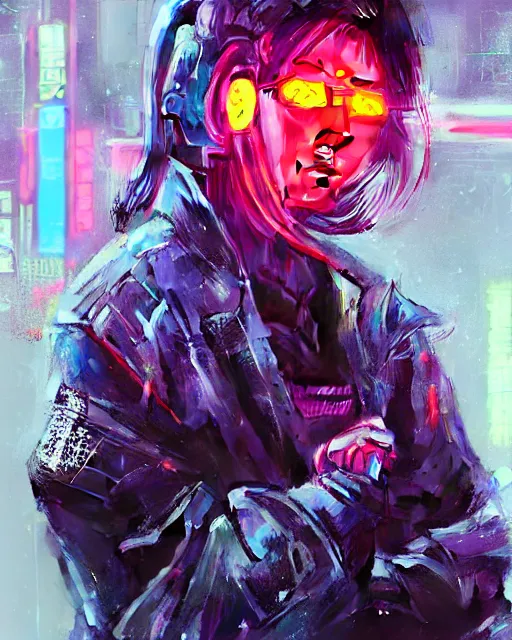 Image similar to detailed portrait Neon Operator Girl, cyberpunk futuristic neon, reflective puffy coat, decorated with traditional Japanese ornaments by Ismail inceoglu dragan bibin hans thoma greg rutkowski Alexandros Pyromallis Nekro Rene Maritte Illustrated, Perfect face, fine details, realistic shaded, fine-face, pretty face