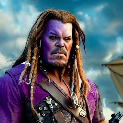 Image similar to thanos as jack sparrow, highly detailed