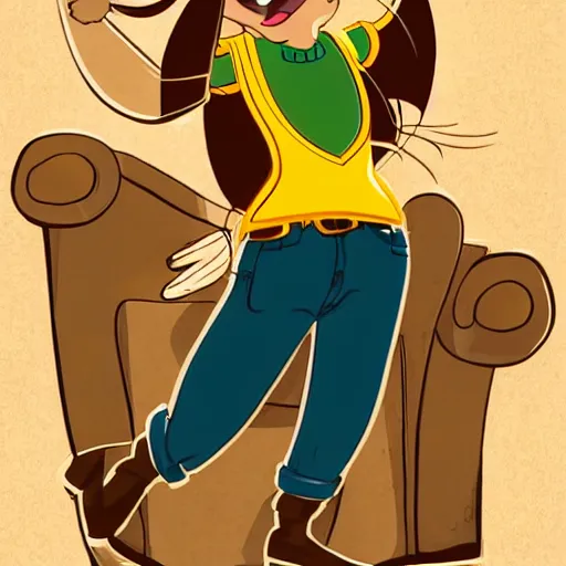 Prompt: 2 d traditional animation, portrait, upper body shot, mid shot, anthropomorphic mouse, female, wearing denim short shorts and a off yellow tank top shirt, in the style of disney's robin hood