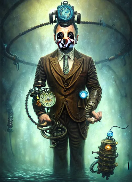 Image similar to underwater steampunk bioshock portrait of rowan sebastian atkinson, by tomasz alen kopera and peter mohrbacher