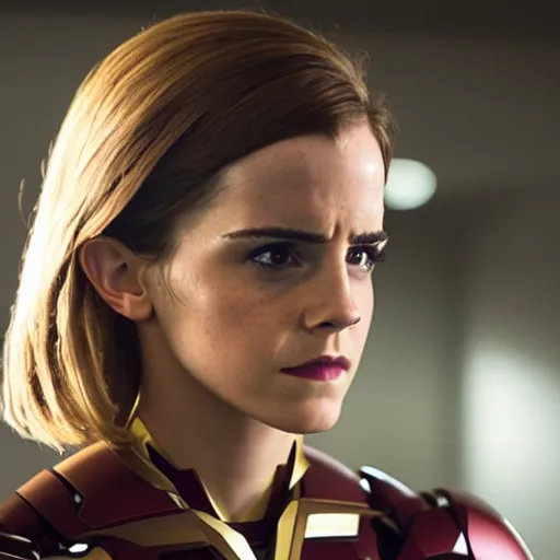 Image similar to a still of emma watson in iron man