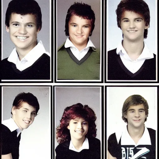 Prompt: 1985 high school year book headshot photos