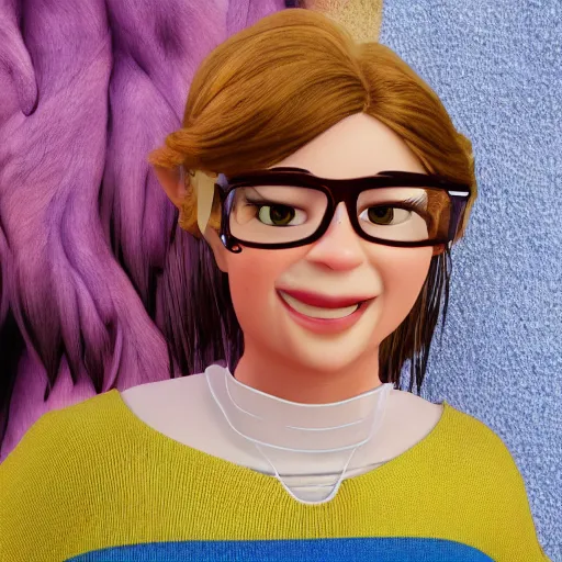 Image similar to pixar character transgender woman with down syndrome