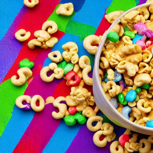 Prompt: product photo of a lucky charms cereal box ; professional advertisement photography of a box of lucky charms cereal ; close - up