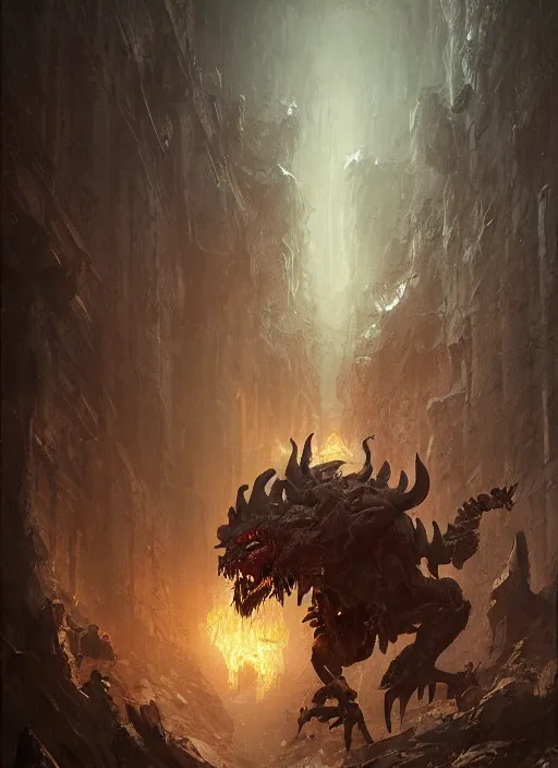 Image similar to the ancient demon of guile, greg rutkowski, 8 k, shallow depth of field, intricate detail, concept art, masterpiece
