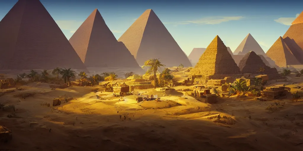 Image similar to Lively sunny landscape of an egyptian village realistic detailed digital art by Maxwell Boas Jessica Rossier Christian Dimitrov Anton Fadeev trending on Artstation CGSociety rendered in Unreal Engine 4k HQ