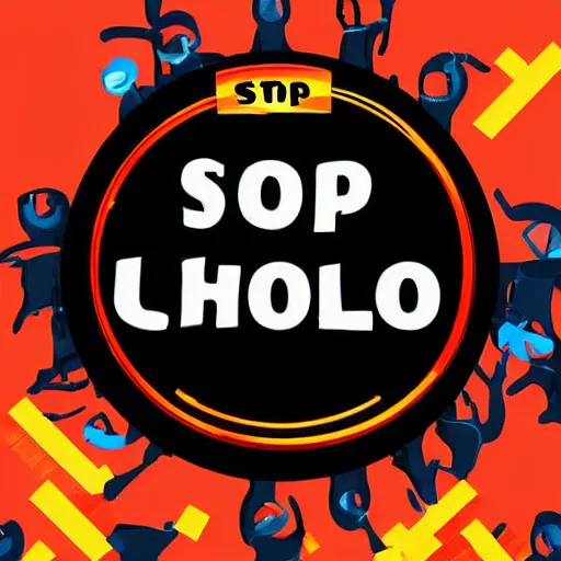 Prompt: logo of stop child labour black background digital art trendind