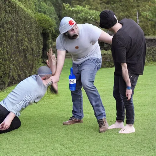 Prompt: ethan klein h3 beheading andrew tate on camera