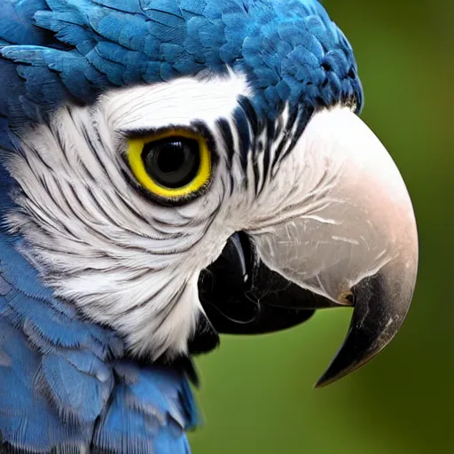 Image similar to close up of a side view face of a harpy eagle macaw