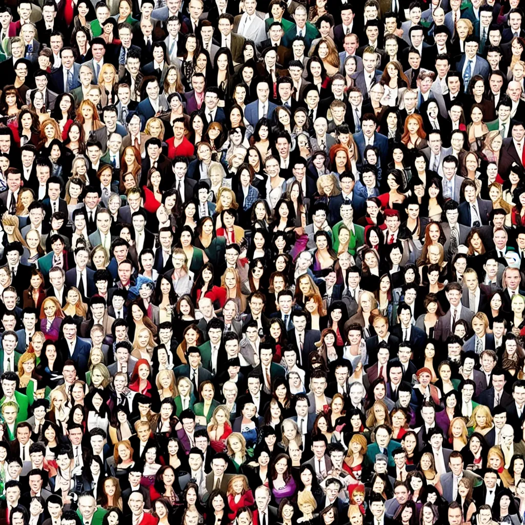 Image similar to top down where's waldo with lots of it crowd