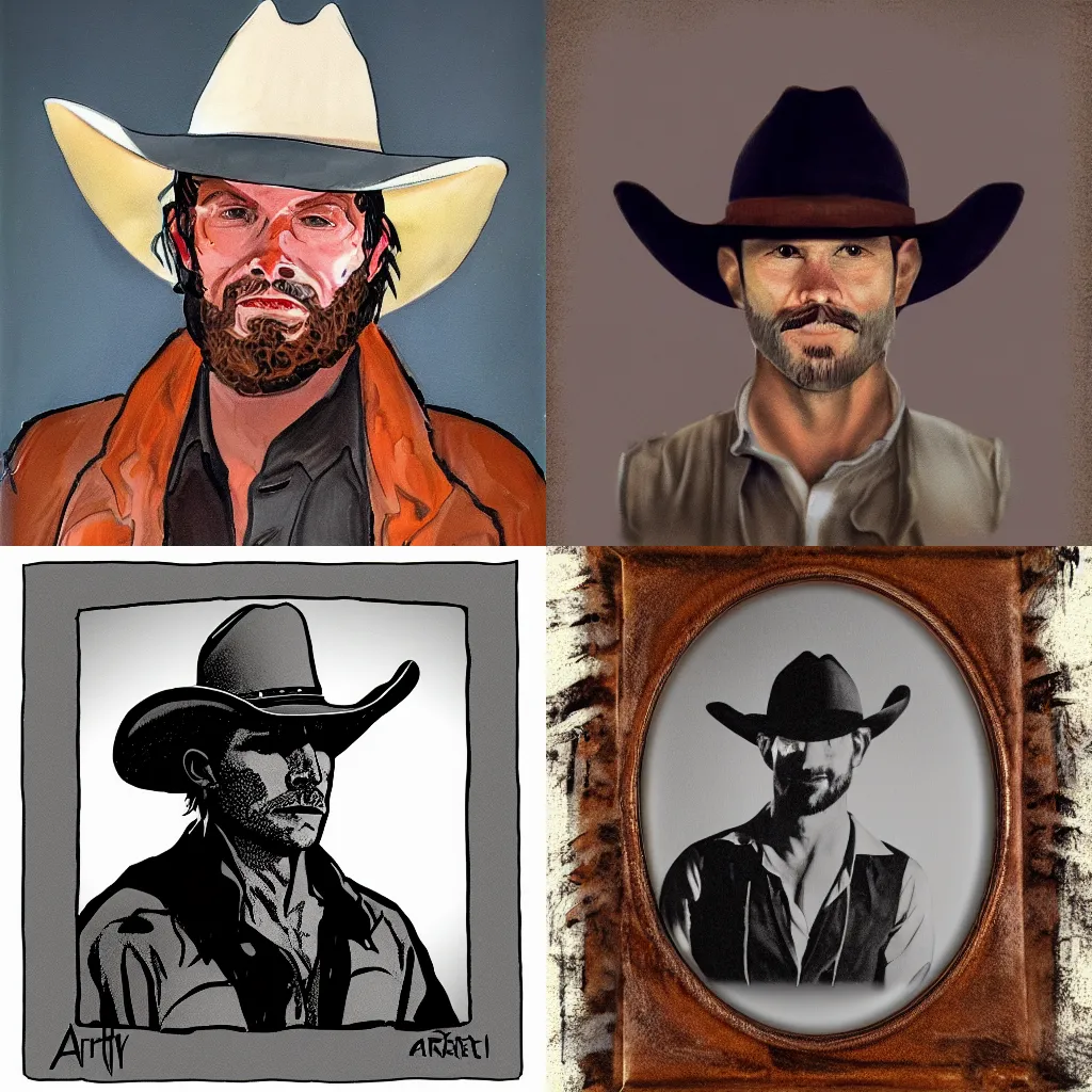 Prompt: portrait of cowboy, in arcane style
