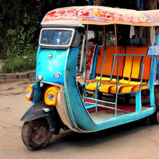 Prompt: an open frame tuk tuk