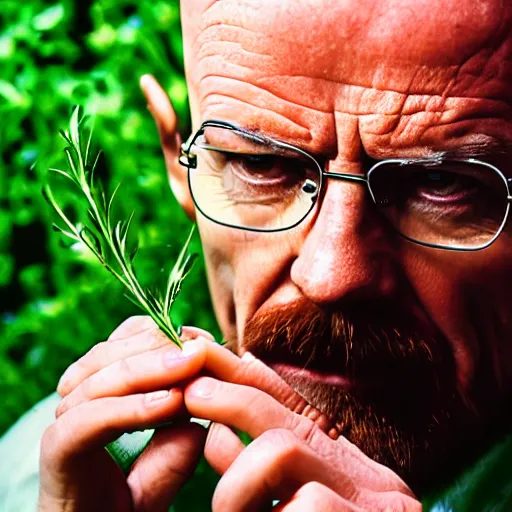 Prompt: walter white eating alfalfa, photography,