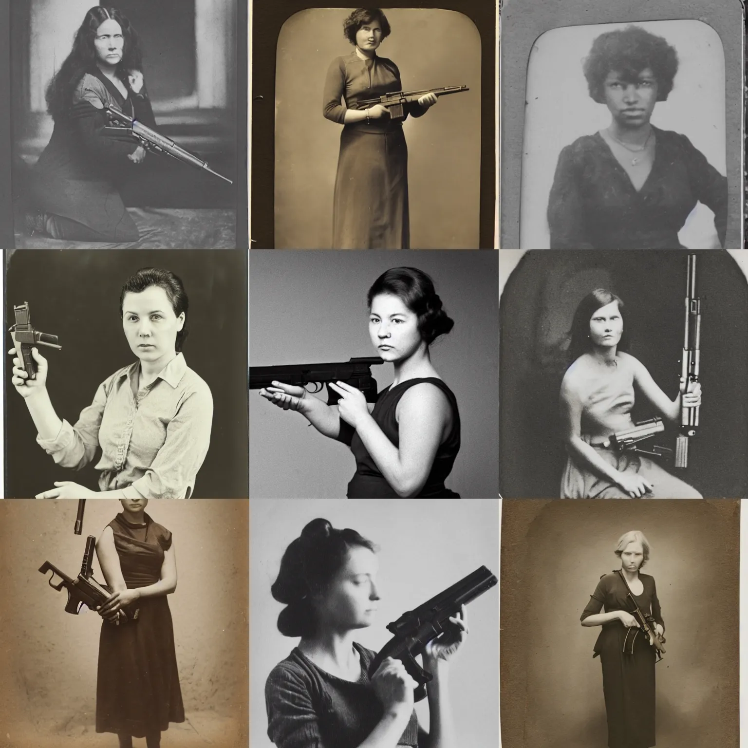 Prompt: studio photograph of a woman holding a gun to her temple