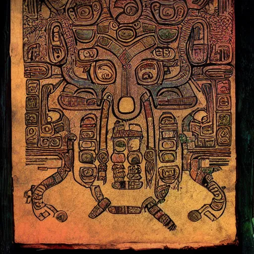 Image similar to Ancient Mayan codex with illustrations of System Shock 2