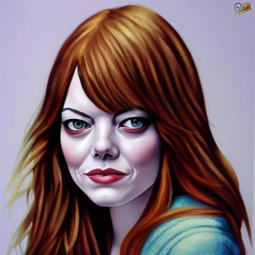 Image similar to emma stone as an owl, artwork by mark brooks,