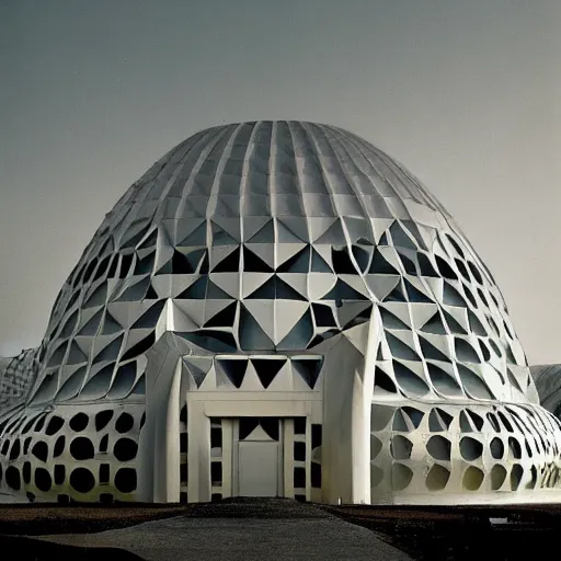 Prompt: futuristic mosque by buckminster fuller and syd mead, intricate contemporary architecture, photo journalism, photography, cinematic, national geographic photoshoot