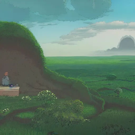 Image similar to landscape of the eternal rest, in the style of studio ghibli, award - winning, 4 k