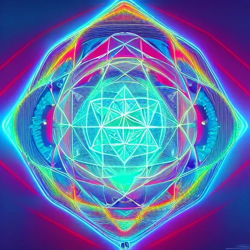 Prompt: matte painting of the sacred geometry of cyberpunk, brilliant colors, extremely detailed, very very detailed, in the style of alena aenami by Alex grey, HD, 4k, 8k