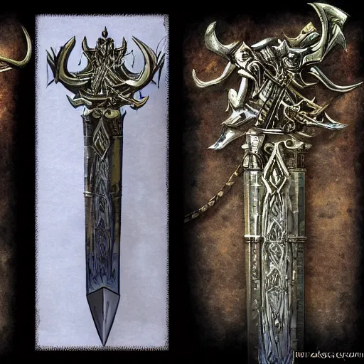 Image similar to dungeons and dragons, loot, jem encrusted epic two hander sword, equipment, very detailed, beautiful, fantasy art