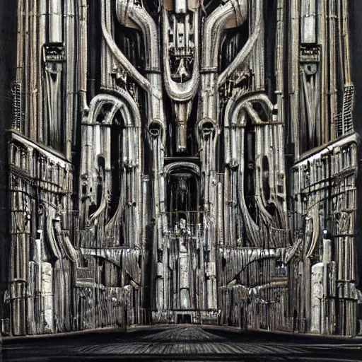 Image similar to biomechanical cathedral, h. r. giger