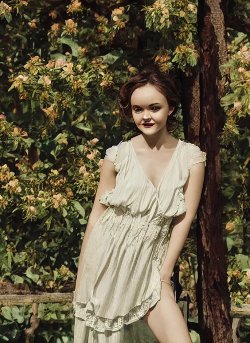 Prompt: Olivia Cooke for Victorian Secret, perfect face, hot summertime, full length shot, XF IQ4, 150MP, 50mm, f/1.4, ISO 200, 1/160s, natural light, Adobe Photoshop, Adobe Lightroom, DxO Photolab, Corel PaintShop Pro, rule of thirds, symmetrical balance, depth layering, polarizing filter, Sense of Depth, AI enhanced