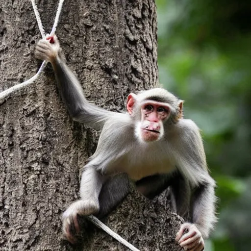 Prompt: a monkey hanging from a tree in meme format