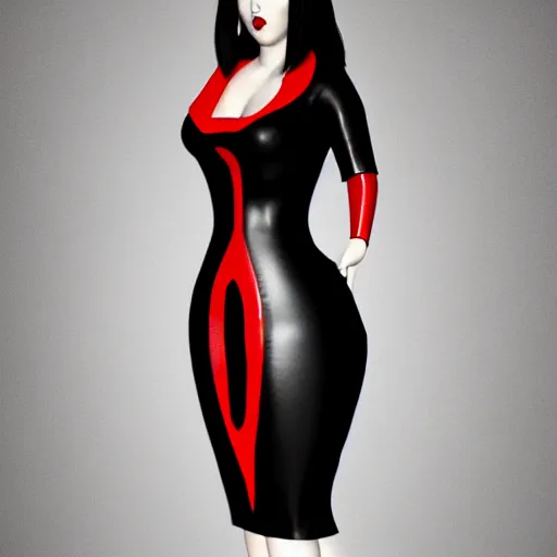 Image similar to curvy feminine hot goth woman with elegant red-black diamonds pattern latex dress, cgsociety, photorealistic, sublime-comfy-elegant ambience, 16k, smooth, sharp focus, trending on ArtStation, volumetric lighting, fully clothed, worksafe