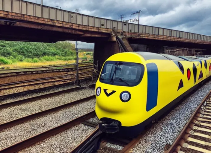 Image similar to pikachu themed train, professional photography, trainspotters weekly