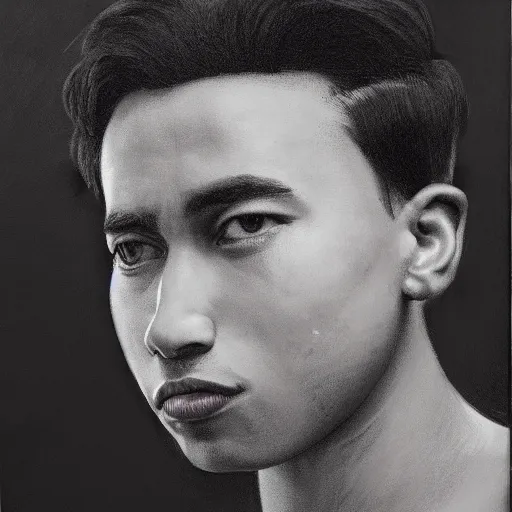 Prompt: a young man, short black hair, dictator of a country, hyperrealism